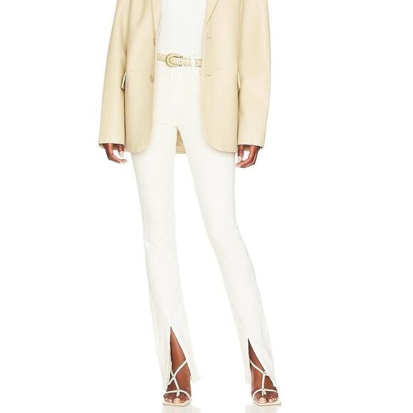 Mother The Rascal Sliced Up Heel Jeans Size 28 Antique White Cream Straight 35in - Picture 5 of 14